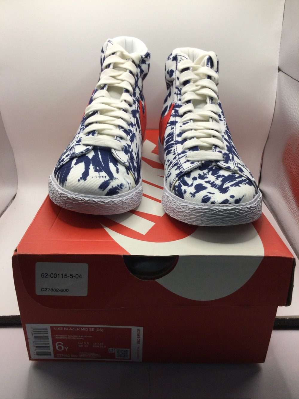 Nike High-Top Sneakers in White, Navy and Orange Accent